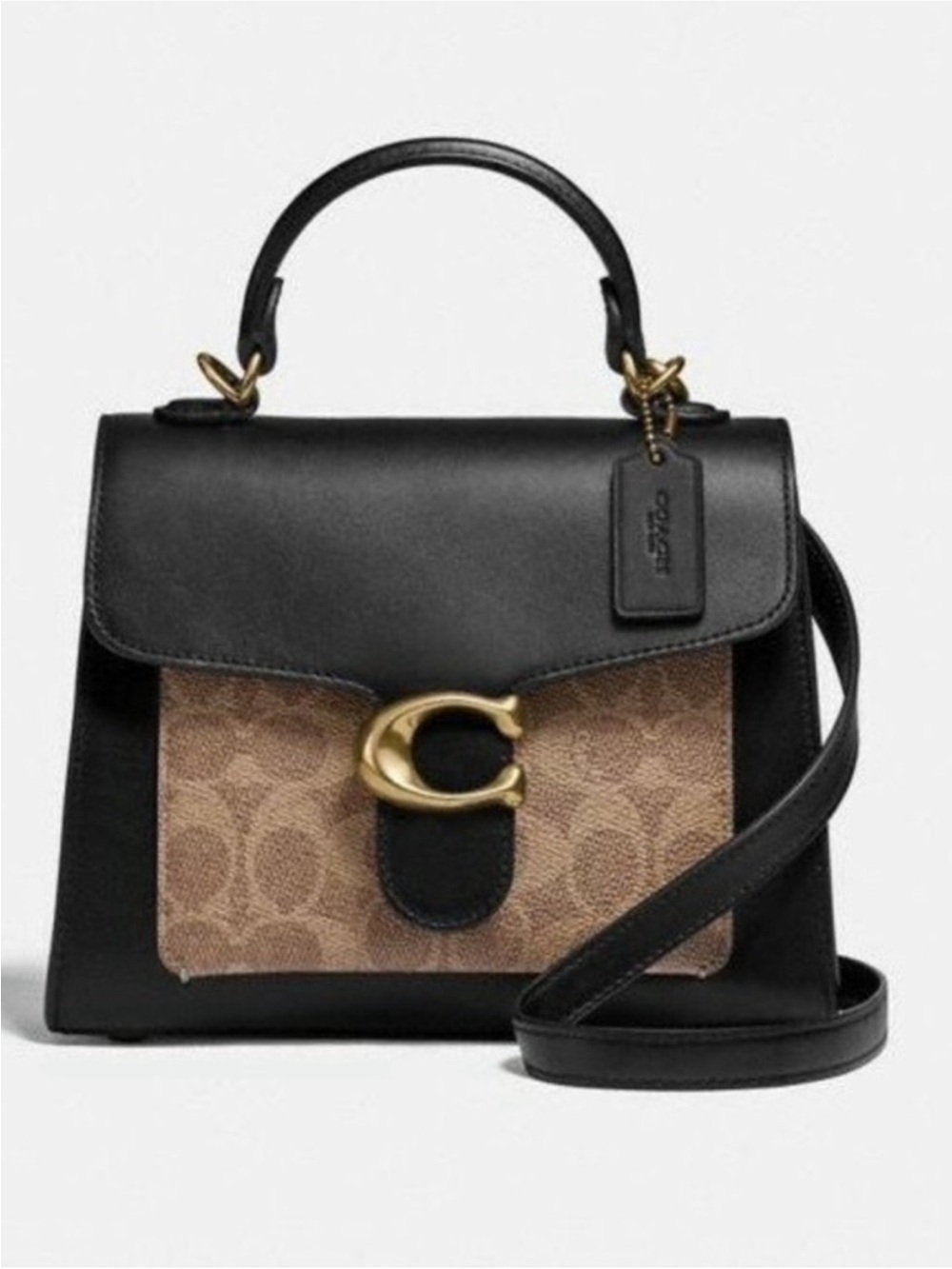 Coach✨ Leather Top Handle Crossbody Bag-Tan/Black. - Picture 3 of 15